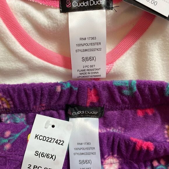 Cuddl Duds Girl’s Small (6/6x) Top, Pants & Socks Pajama Set - Picture 6 of 6